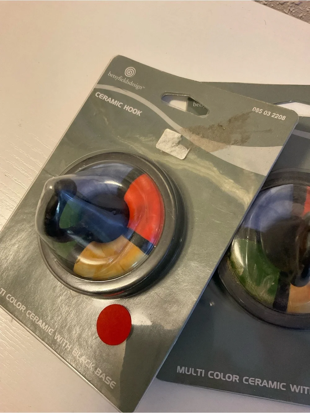 Vintage Set Of Two Hooks With Ceramic Colorblock primary 2003